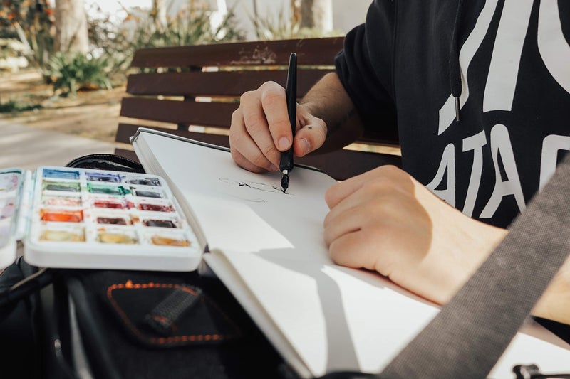 ETCHR Mixed Media Sketchbooks for Drawing and Painting I A5 5.8x8.3in Hot Press Smooth 100 Percent Cotton Sketch Watercolor Paper I Vegan Friendly I 52 Pages Landscape Format I Customizable Cover - Image 5